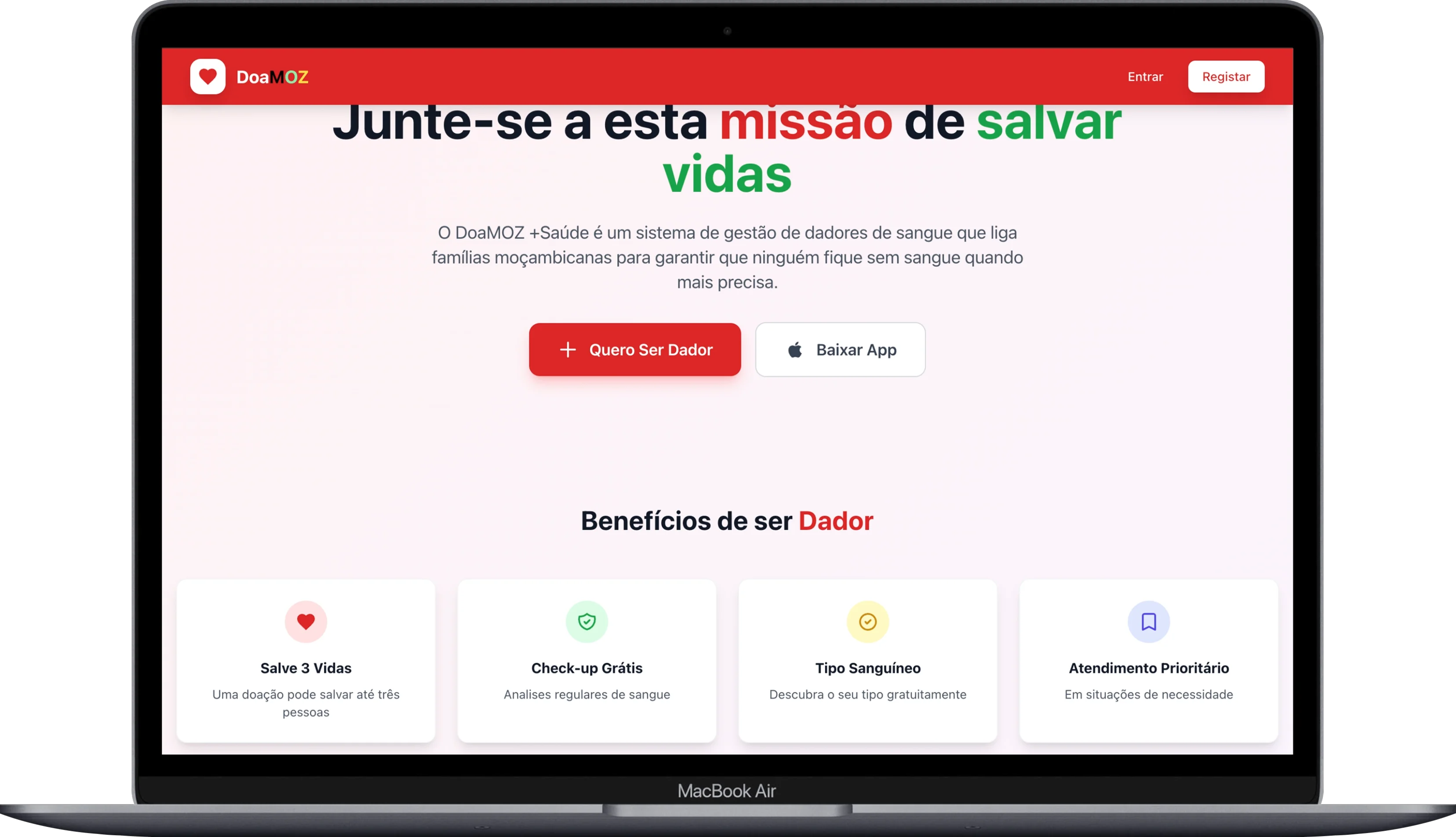 DoaMoz – Sistema de Gestão de Dadores de Sangue – screenshot 1