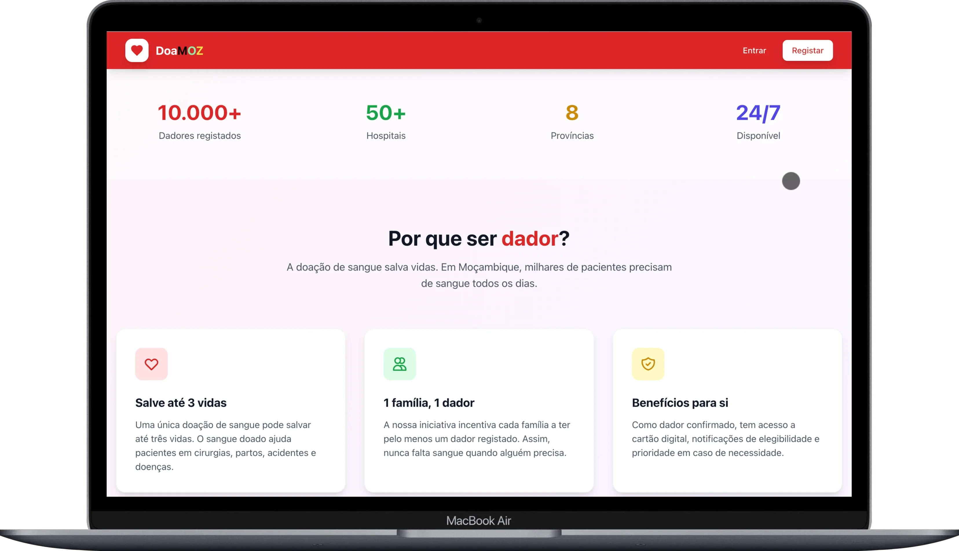 DoaMoz – Sistema de Gestão de Dadores de Sangue – screenshot 2