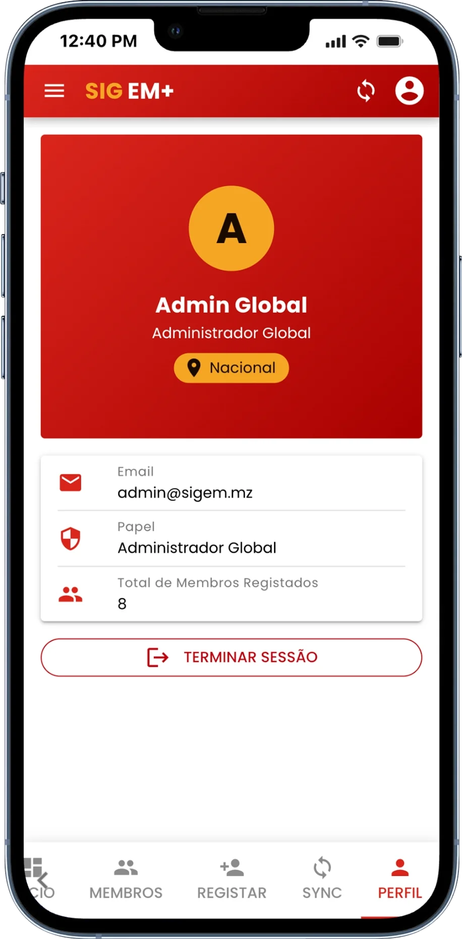 Sistema de Gestão de Membros – Conceito Frelimo – screenshot 4