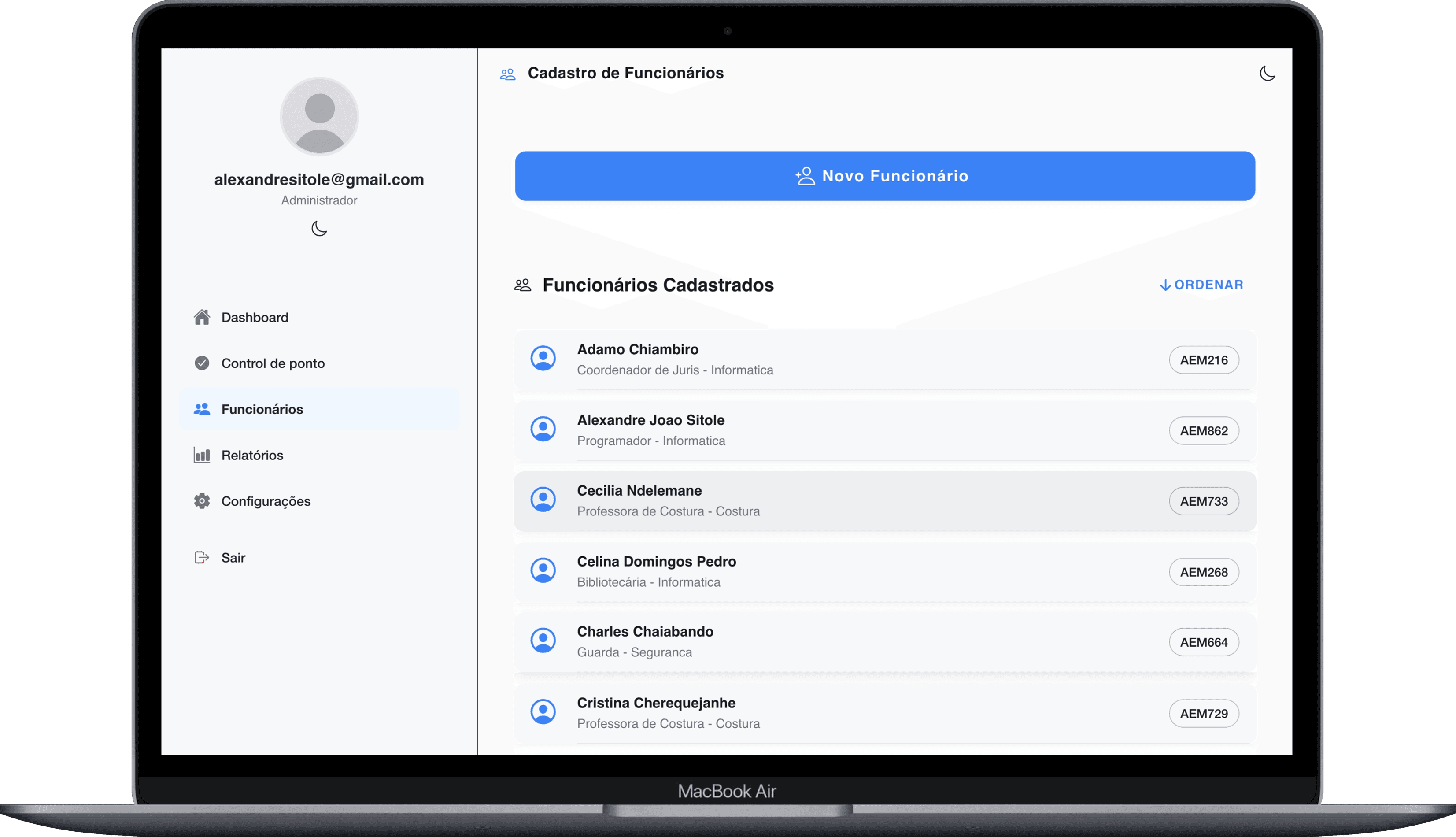 Sistema de Presenças com QR Code – screenshot 3